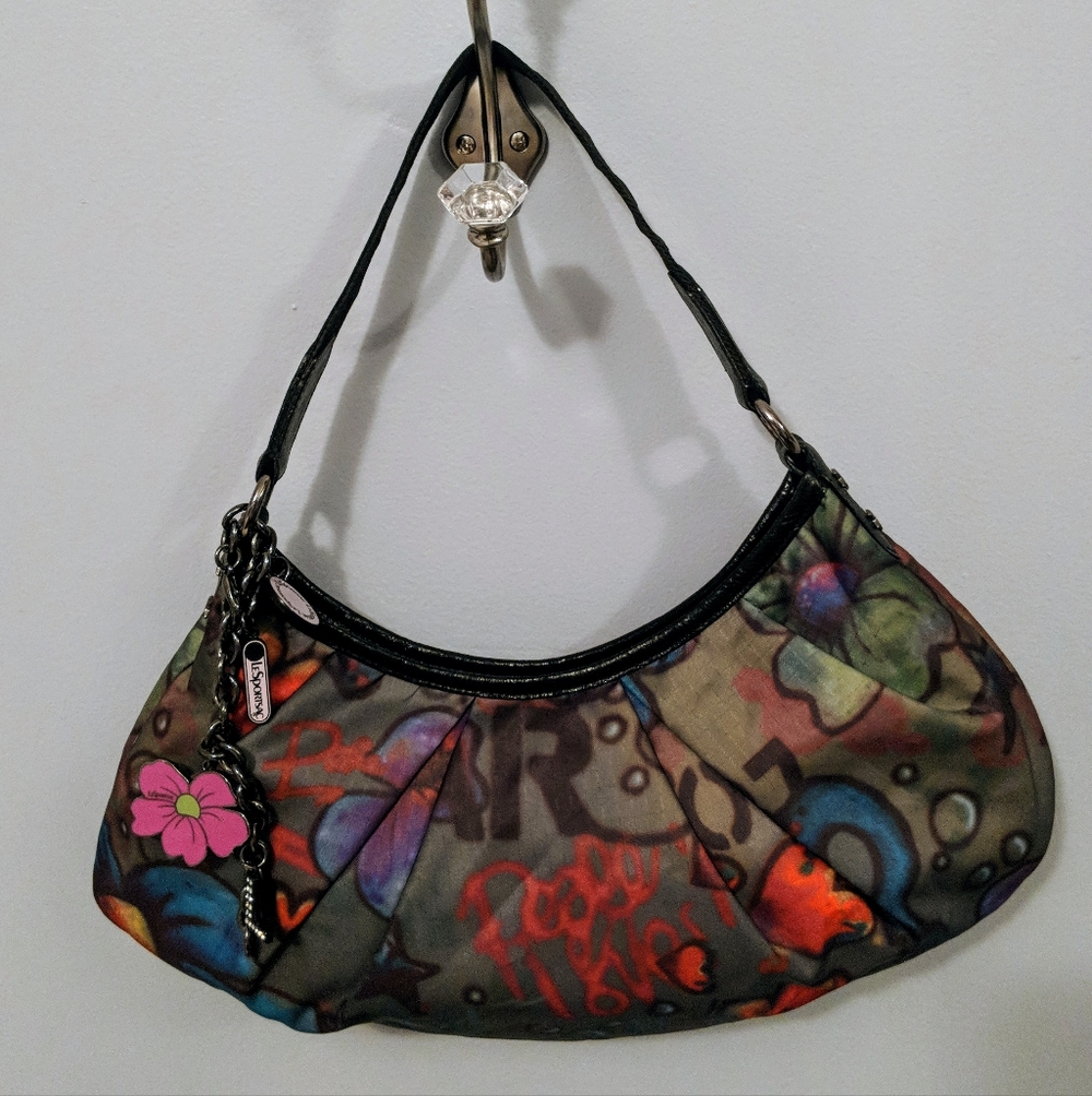 LeSportsac Large Skratch Graffiti Cactus Shoulder Bag - Retired